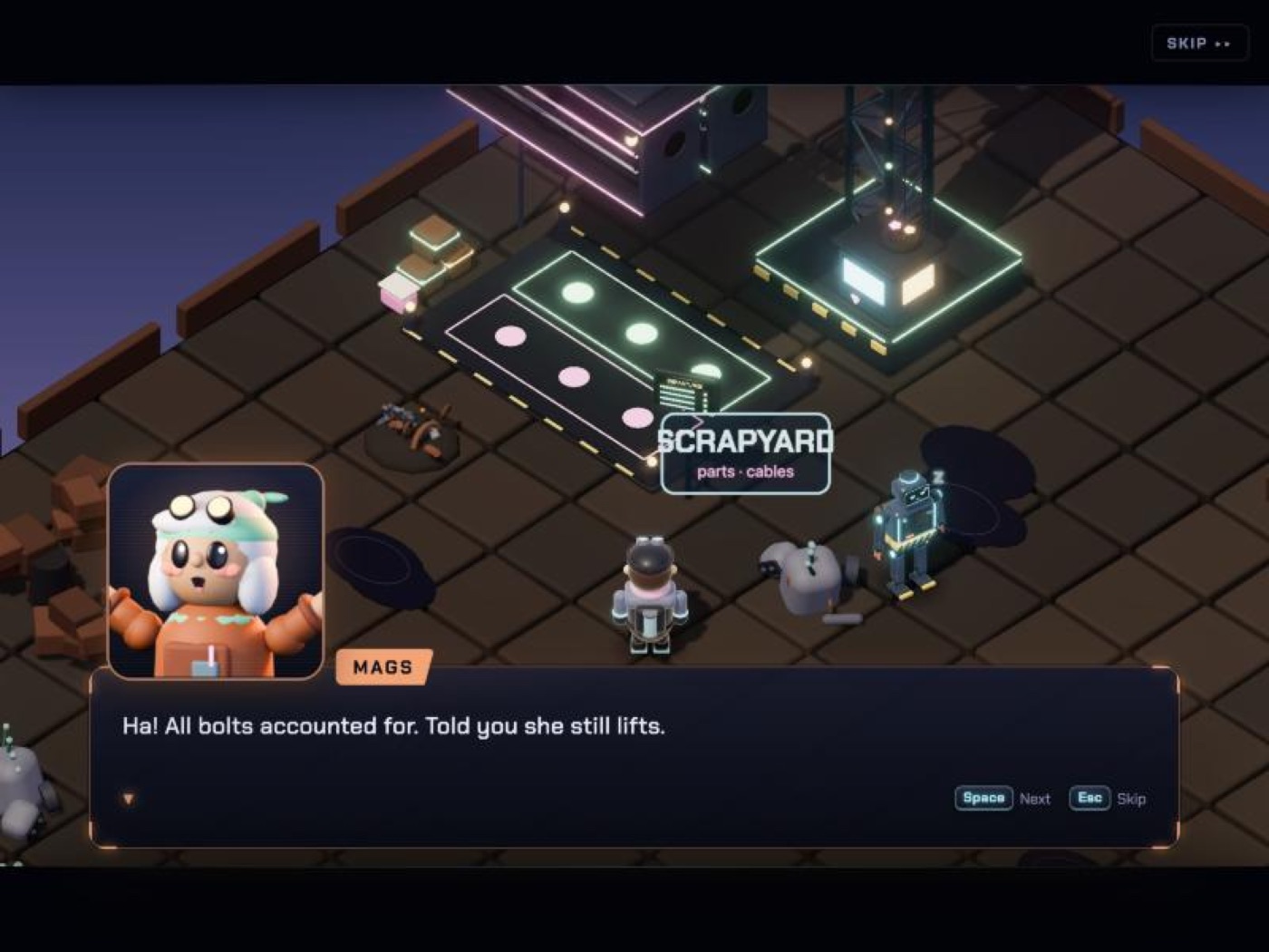 A story scene with a character portrait and a dialogue box